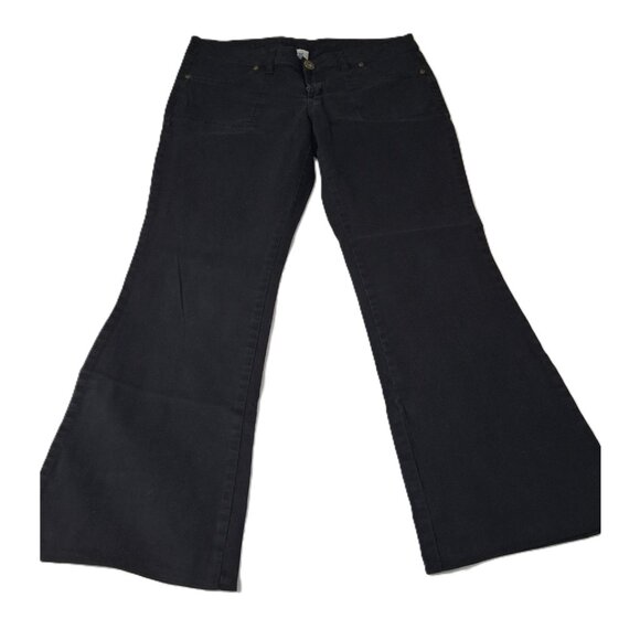725 Original Vintage 90s Black Low Rise Flare Trousers Womens Size 13 - Picture 2 of 14